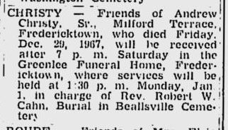 Andrew Christy Sr obit